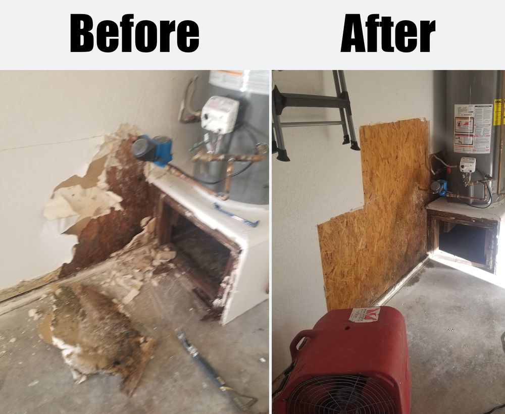 On-site photo of Hero 365’s 24/7 emergency response team mitigating water damage/flood and restoring residential/commercial property.